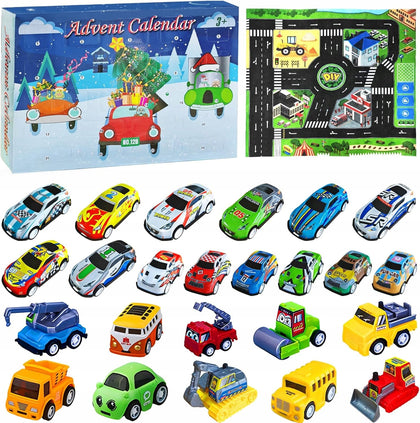 Advento kalendorius su žaisliniais automobiliais