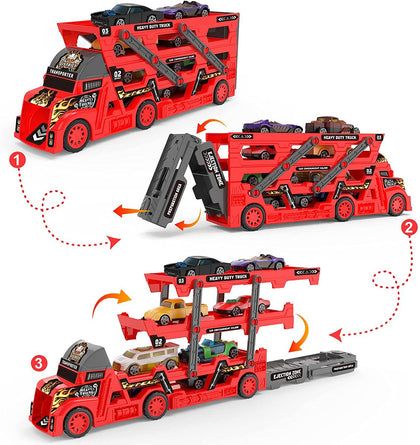 TIR vilkikas + 6 žaisliniai automobiliai