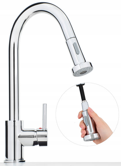 Virtuvinis maišytuvas su ištraukiamu snapeliu