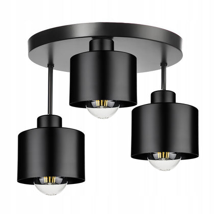 Pakabinamas triejų dalių šviestuvas -juodas.