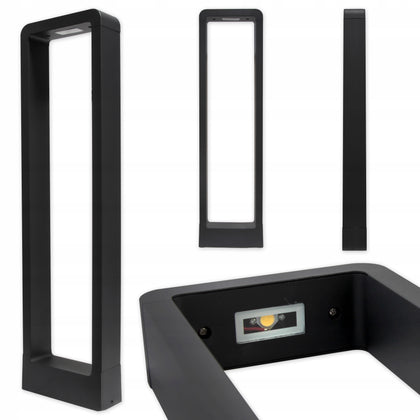 Modernus sodo apšvietimo stulpas stačiakampis integruotas LED šaltinis 60 cm juodas