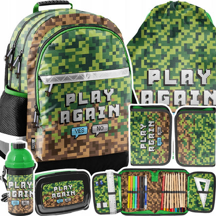 Mokyklinė kuprinė Minecraft Paso su priedais