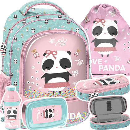 Mokyklinė kuprinė Paso su priedais / panda