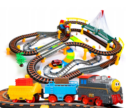 Elektrinis traukinys su lenktynių trasa