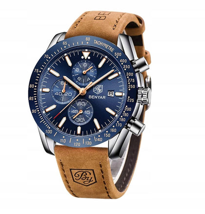 Klasikinis vyriškas Benyar Chronograph laikrodis + dėžutė