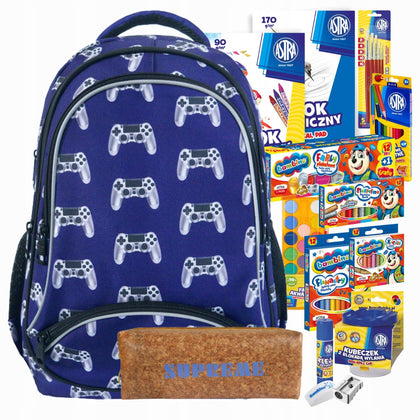 Mokyklinė kuprinė 1-3 klasėms su kanceliariniu rinkiniu