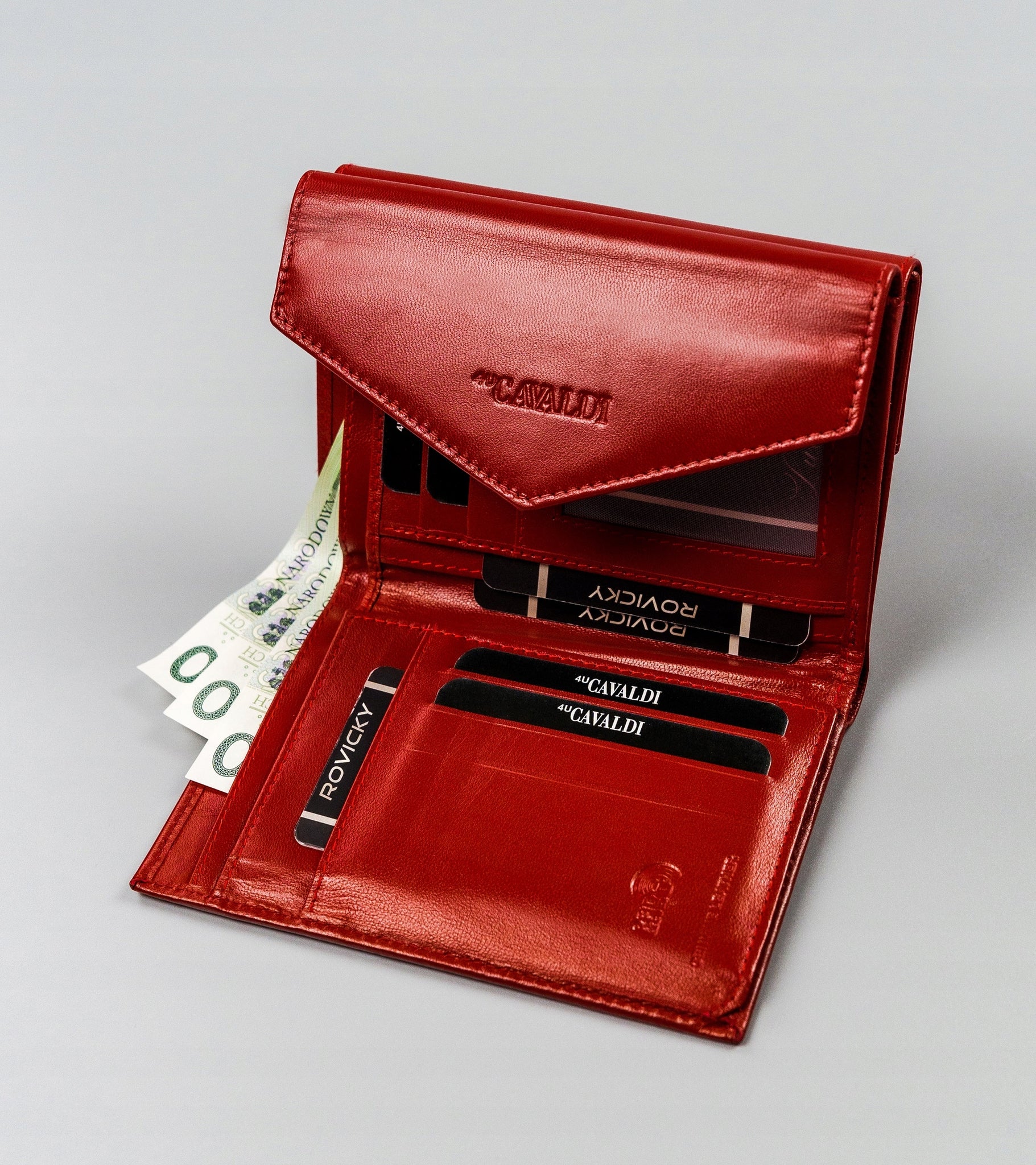 Didelė moteriška odinė piniginė (raudona)