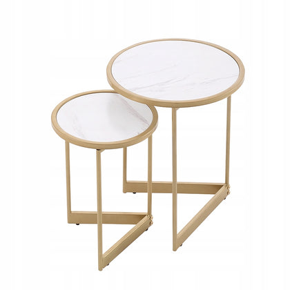 Marmurinis / auksinis kavos staliukas x2